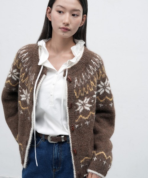GENERAL IDEA（ジェネラルアイデア）の「wool nordic duffle cardigan ノルディック柄ラグラン袖カーディガン（カーディガン/ボレロ・レディース・グレー/モカ/ネイビー/レッド/ブラウン・L/M/S）」の17枚目の写真