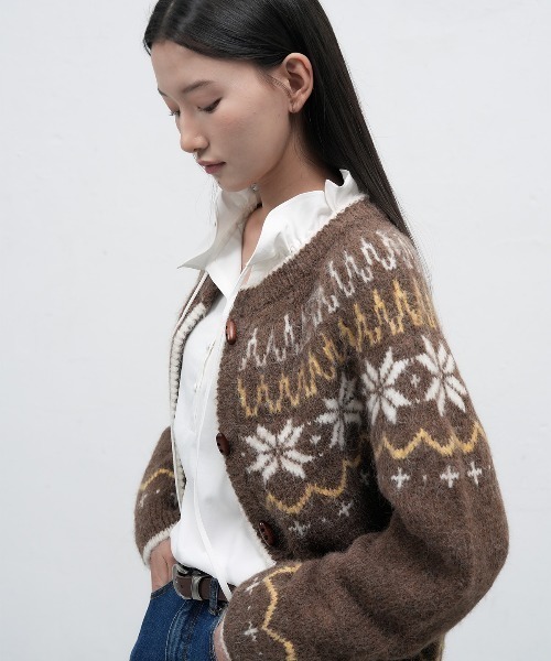 GENERAL IDEA（ジェネラルアイデア）の「wool nordic duffle cardigan ノルディック柄ラグラン袖カーディガン（カーディガン/ボレロ・レディース・グレー/モカ/ネイビー/レッド/ブラウン・L/M/S）」の18枚目の写真