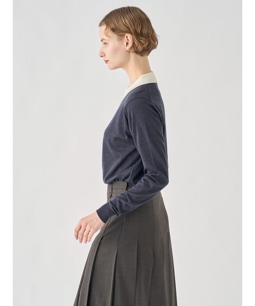 JOHN SMEDLEY クレリックポロニット M ダークグレー×ブラック BEAMS F（ビームスF）【別注】JOHN SMEDLEY / 30ゲージ クレリック