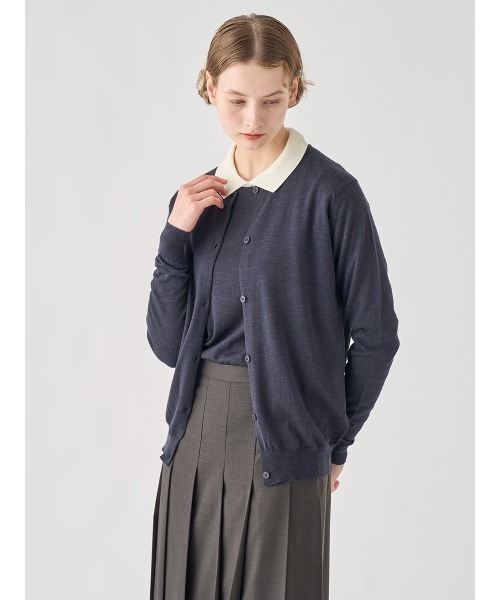 ジョンスメドレー クレリック ポロ 襟付き長袖ニット ウール ココア