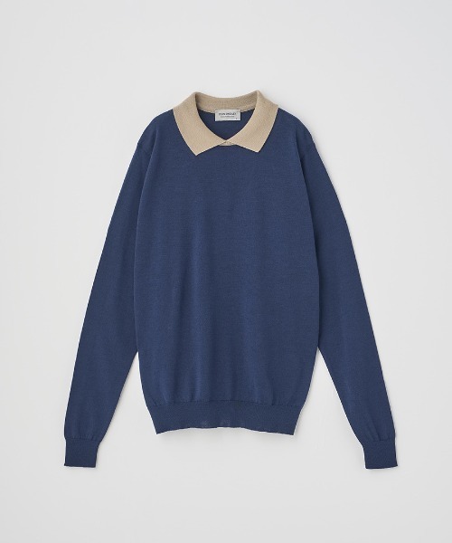 ジョンスメドレー クレリック ポロ 襟付き長袖ニット ウール ココア