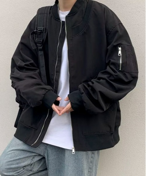 link lot(リンクロット)の「ネックデザインスタンダードMA-1(MA-1・メンズ・ブラック/カーキ・M)」の16枚目の写真