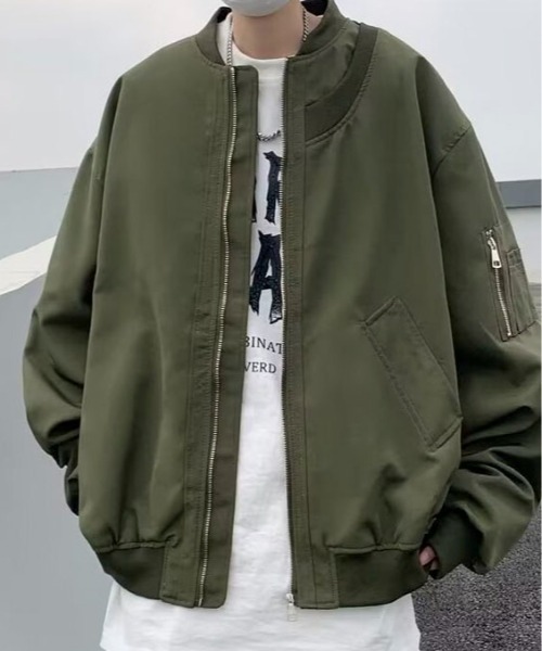 link lot(リンクロット)の「ネックデザインスタンダードMA-1(MA-1・メンズ・ブラック/カーキ・M)」の17枚目の写真