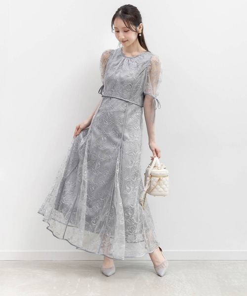 RANDA（ランダ）の「エンブロイダリーチュールパイピングドレス（ワンピース・レディース・ブラウン/ブルー/ブラック・0/1）」の3枚目の写真