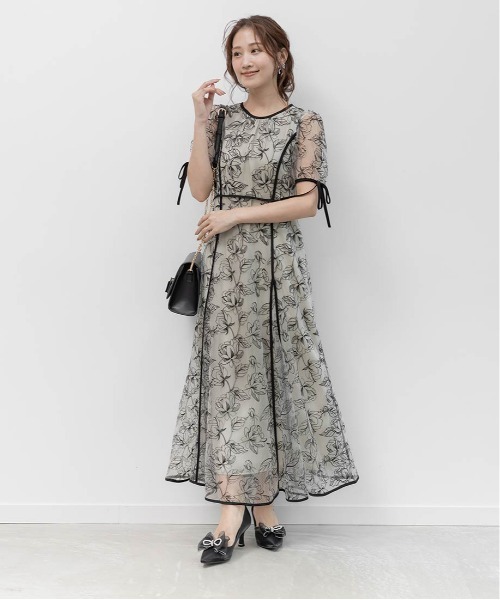 RANDA（ランダ）の「エンブロイダリーチュールパイピングドレス（ワンピース・レディース・ブラウン/ブルー/ブラック・0/1）」の9枚目の写真