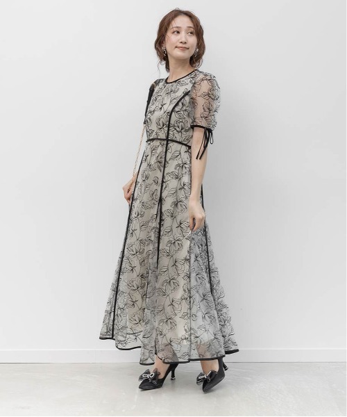RANDA（ランダ）の「エンブロイダリーチュールパイピングドレス（ワンピース・レディース・ブラウン/ブルー/ブラック・0/1）」の10枚目の写真