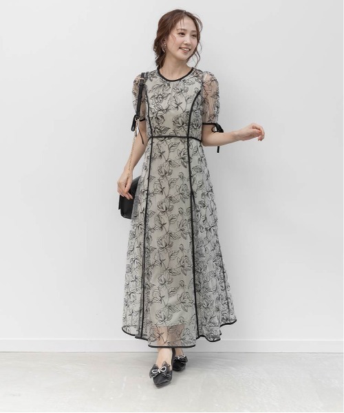 RANDA（ランダ）の「エンブロイダリーチュールパイピングドレス（ワンピース・レディース・ブラウン/ブルー/ブラック・0/1）」の14枚目の写真
