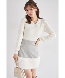 tocco closet（トッコ　クローゼット）の「【ZOZO限定】インナーパンツ付き裾ファーパール装飾ミニスカート（スカート・レディース）」