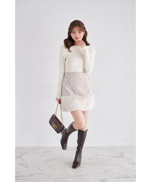tocco closet(トッコ クローゼット)の「【ZOZO限定】インナーパンツ付き裾ファーパール装飾ミニスカート(スカート・レディース・チャコールグレー/ベージュ/ライトグレー・M)」の22枚目の写真