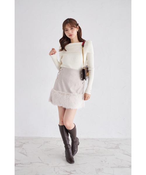 tocco closet(トッコ クローゼット)の「【ZOZO限定】インナーパンツ付き裾ファーパール装飾ミニスカート(スカート・レディース・チャコールグレー/ベージュ/ライトグレー・M)」の21枚目の写真