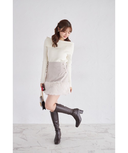 tocco closet(トッコ クローゼット)の「【ZOZO限定】インナーパンツ付き裾ファーパール装飾ミニスカート(スカート・レディース・チャコールグレー/ベージュ/ライトグレー・M)」の20枚目の写真