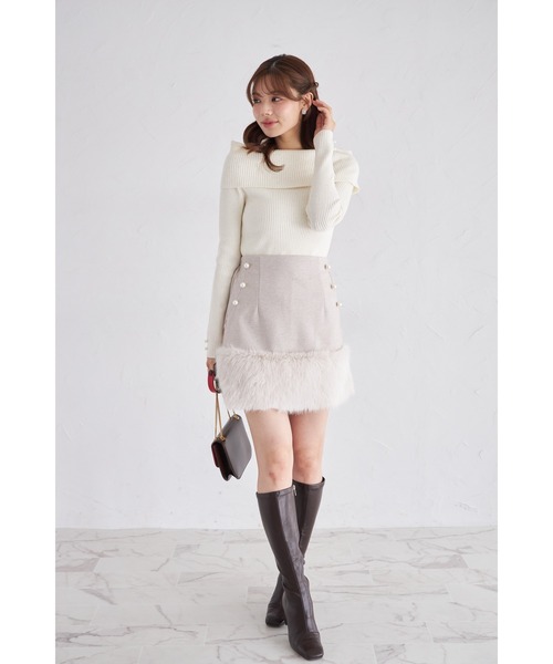 tocco closet(トッコ クローゼット)の「【ZOZO限定】インナーパンツ付き裾ファーパール装飾ミニスカート(スカート・レディース・チャコールグレー/ベージュ/ライトグレー・M)」の19枚目の写真