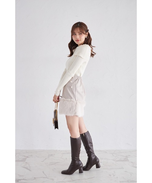 tocco closet(トッコ クローゼット)の「【ZOZO限定】インナーパンツ付き裾ファーパール装飾ミニスカート(スカート・レディース・チャコールグレー/ベージュ/ライトグレー・M)」の18枚目の写真