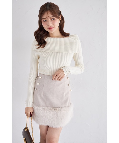 tocco closet(トッコ クローゼット)の「【ZOZO限定】インナーパンツ付き裾ファーパール装飾ミニスカート(スカート・レディース・チャコールグレー/ベージュ/ライトグレー・M)」の14枚目の写真