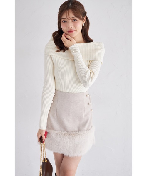 tocco closet(トッコ クローゼット)の「【ZOZO限定】インナーパンツ付き裾ファーパール装飾ミニスカート(スカート・レディース・チャコールグレー/ベージュ/ライトグレー・M)」の15枚目の写真