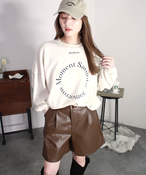 2点セット】ベルト付きフェイクレザーショートパンツ / 合皮素材