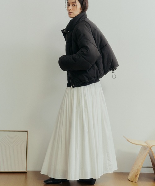 Libra Cue（リブラ キュー）の「中綿ショートブルゾン（ダウンジャケット/コート・レディース・ブラック/ベージュ・FREE）」の7枚目の写真