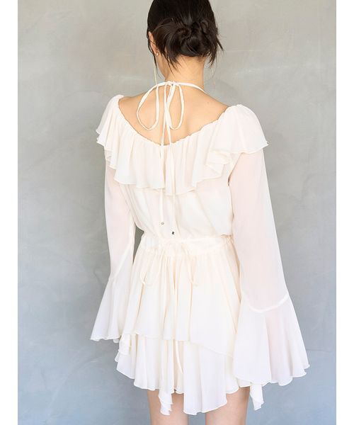 snidel スナイデルフリルシフォンミニワンピース アイボリー サイズ1 snidel スナイデルフリルシフォンミニワンピース アイボリー サイズ1