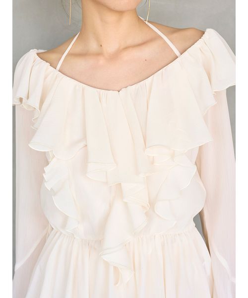 SNIDEL（スナイデル）の「シフォンフリルミニコンビワンピース（ワンピース・レディース・ラベンダー/アイボリー/ブラック・1/0）」の10枚目の写真