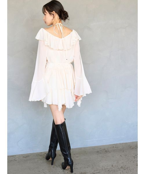 SNIDEL（スナイデル）の「シフォンフリルミニコンビワンピース（ワンピース・レディース・ラベンダー/アイボリー/ブラック・1/0）」の21枚目の写真