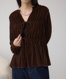 AZUL by moussy | ベロアリボンブラウス(シャツ/ブラウス)