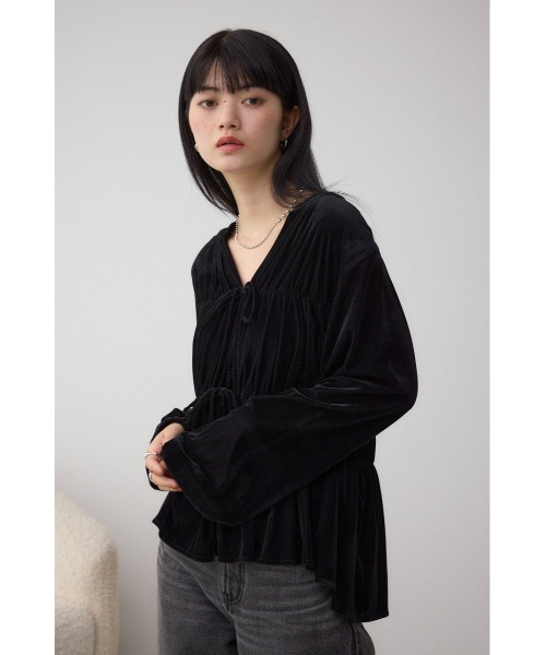AZUL by moussy(アズールバイマウジー)の「ベロアリボンブラウス(シャツ/ブラウス・レディース・ブラック/ブラウン・FREE)」の5枚目の写真