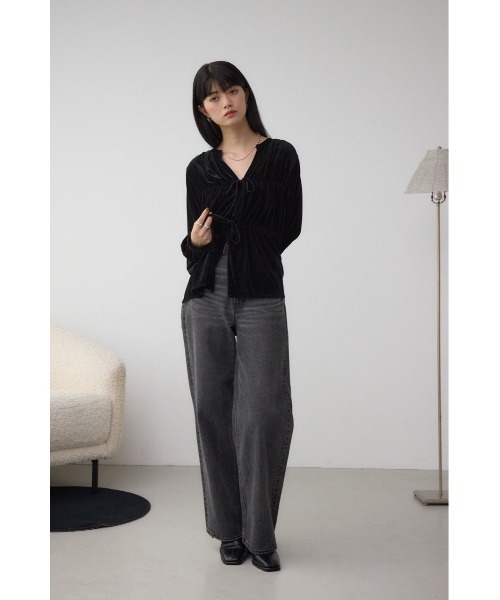 AZUL by moussy(アズールバイマウジー)の「ベロアリボンブラウス(シャツ/ブラウス・レディース・ブラック/ブラウン・FREE)」の6枚目の写真