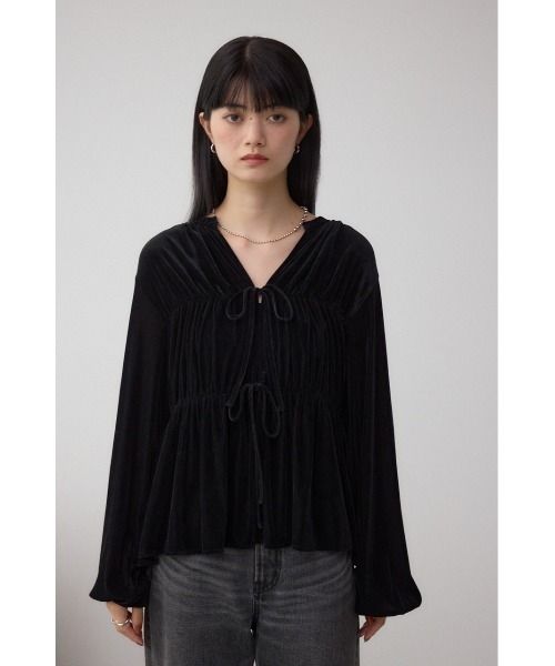 AZUL by moussy(アズールバイマウジー)の「ベロアリボンブラウス(シャツ/ブラウス・レディース・ブラック/ブラウン・FREE)」の7枚目の写真