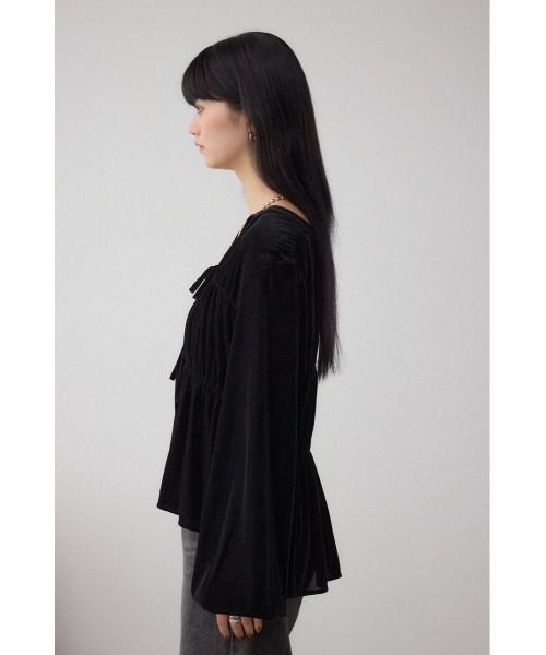 AZUL by moussy(アズールバイマウジー)の「ベロアリボンブラウス(シャツ/ブラウス・レディース・ブラック/ブラウン・FREE)」の8枚目の写真
