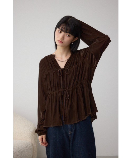 AZUL by moussy(アズールバイマウジー)の「ベロアリボンブラウス(シャツ/ブラウス・レディース・ブラック/ブラウン・FREE)」の16枚目の写真