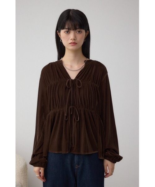 AZUL by moussy(アズールバイマウジー)の「ベロアリボンブラウス(シャツ/ブラウス・レディース・ブラック/ブラウン・FREE)」の18枚目の写真