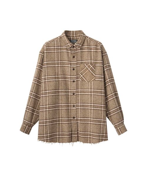 HYSTERIC ヒステリックグラマー ワークシャツ プリントロゴ ブラウン HYSTERIC ヒステリックグラマー ワークシャツ プリントロゴ ブラウン