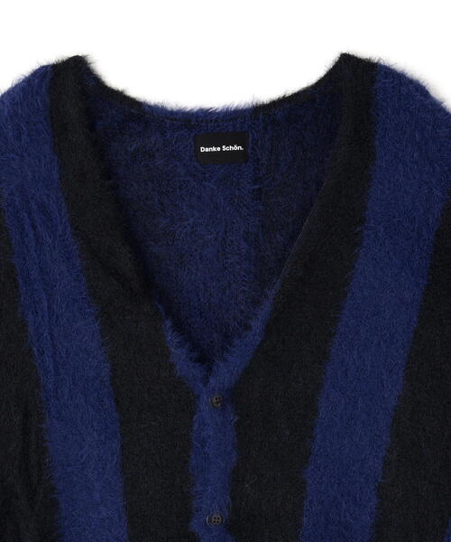 DANKE SCHON（ダンケシェーン）の「【WEB&DEPOT限定】DankeSchon/ダンケシェーン/SHAGGY STRIPE CARDIGAN（カーディガン/ボレロ・メンズ・モスグリーン/ブラック・L/XL/M）」の6枚目の写真