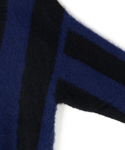 DANKE SCHON（ダンケシェーン）の「【WEB&DEPOT限定】DankeSchon/ダンケシェーン/SHAGGY STRIPE CARDIGAN（カーディガン/ボレロ・メンズ・モスグリーン/ブラック・L/XL/M）」の7枚目の写真