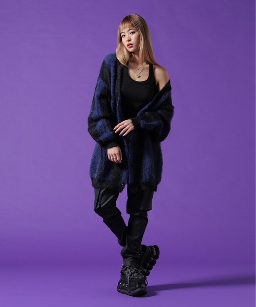 DANKE SCHON（ダンケシェーン）の「【WEB&DEPOT限定】DankeSchon/ダンケシェーン/SHAGGY STRIPE CARDIGAN（カーディガン/ボレロ・メンズ・モスグリーン/ブラック・L/XL/M）」の22枚目の写真