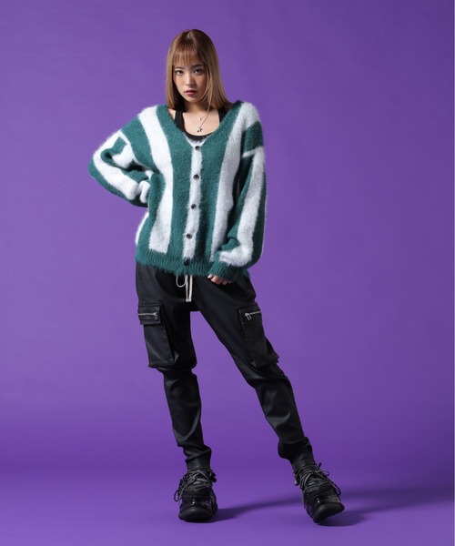 DANKE SCHON（ダンケシェーン）の「【WEB&DEPOT限定】DankeSchon/ダンケシェーン/SHAGGY STRIPE CARDIGAN（カーディガン/ボレロ・メンズ・モスグリーン/ブラック・L/XL/M）」の18枚目の写真