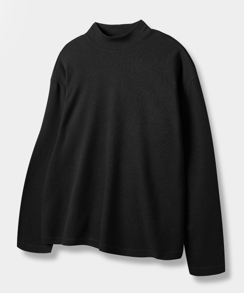 DIMITRI BLACK(ディミトリブラック)の「コンフォートハーフモックネックニットTシャツ_ブラック(ニット/セーター・レディース・その他・X-LARGE/MEDIUM/LARGE)」の1枚目の写真