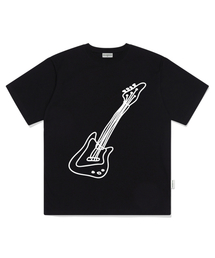 ビッグギタープリントオーバーサイズ半袖Tシャツブラック