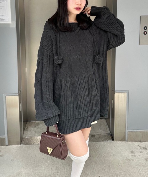 モールケーブルフーディーミニワンピース（ワンピース）｜continuer de