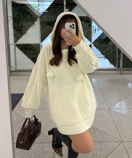 モールケーブルフーディーミニワンピース（ワンピース）｜continuer de