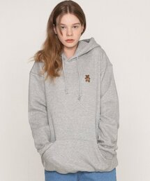[UNISEX]スモールベア刺繍スマイルフードティー_グレー