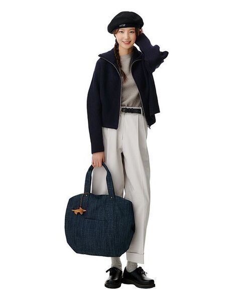 MUSINSA STANDARD WOMAN（ムシンサスタンダードウーマン）の「レディースラムウールリブニットジップアップ[ネイビー]（カーディガン/ボレロ・レディース・その他・SMALL/MEDIUM/LARGE）」の12枚目の写真