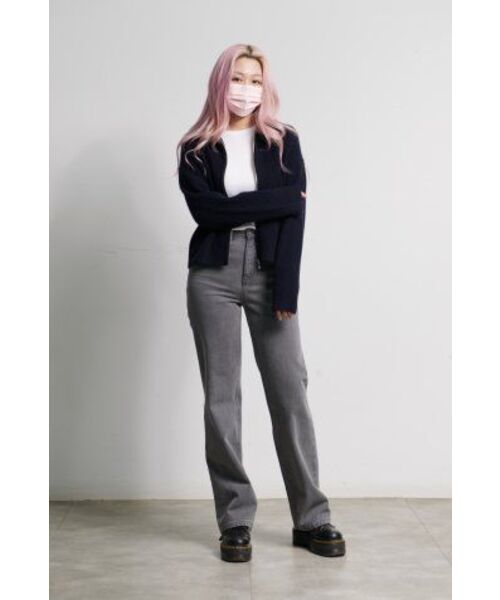 MUSINSA STANDARD WOMAN（ムシンサスタンダードウーマン）の「レディースラムウールリブニットジップアップ[ネイビー]（カーディガン/ボレロ・レディース・その他・SMALL/MEDIUM/LARGE）」の4枚目の写真
