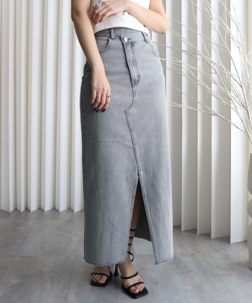 セール】【 YENNA Original Jeans 】クロスデザインスリットデニム