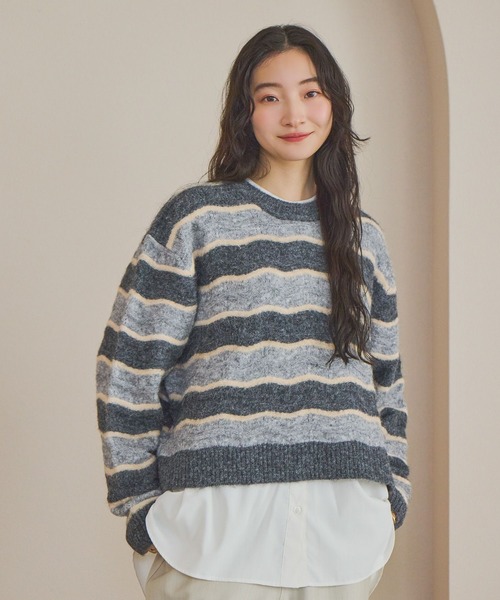 美品CURRENTAGE アンゴラボーダーニット アンゴラボーダーニット | ファッション通販サイト NUGU