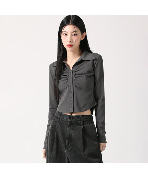 AVANDRESS(アバンドレス )の「Nicole Cara Shirring Shirt CHARCOAL(シャツ/ブラウス・レディース・チャコール・MEDIUM/SMALL)」の1枚目の写真
