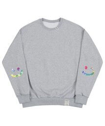 [UNISEX]エルボータイダイ描画スマイルマンツーマン_グレー