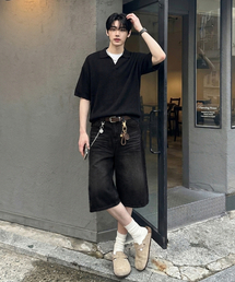 GLW（ジーエルダブリュ）の「デニムバミューダパンツブラック（その他パンツ）」