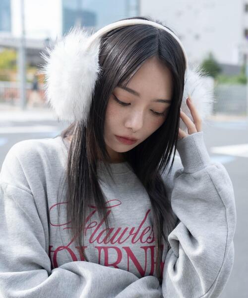 WEGO（ウィゴー）の「WEGO/ボリュームMIXファーイヤーマフ（イヤーマフ・レディース・ホワイト/ブラウン/グレー・FREE）」の2枚目の写真