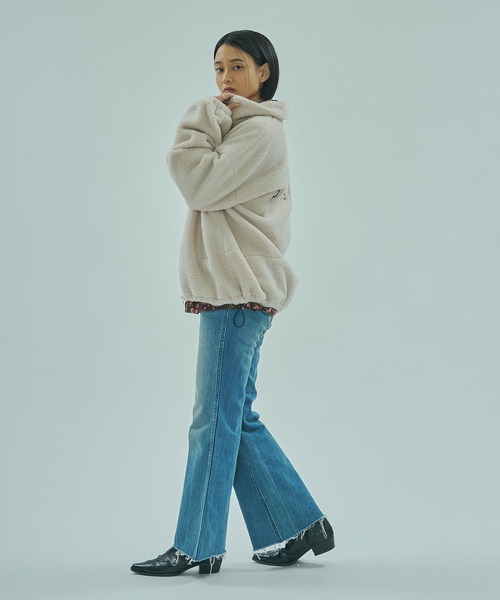 ROSE BUD（ローズバッド）の「ZIP-UP BOA JACKET（その他アウター・レディース・グレー/オフホワイト・ONE SIZE）」の7枚目の写真